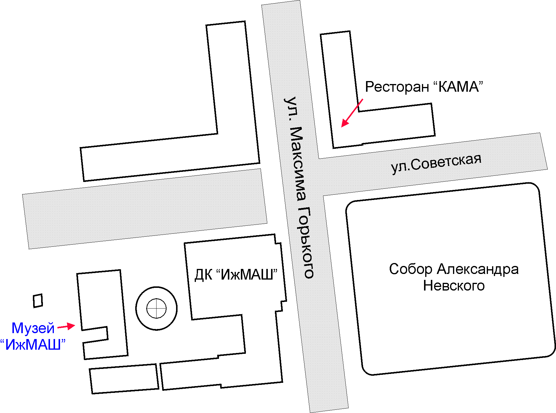 На карте города музей "Ижмаш"