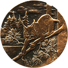 Медальерное искусство реверс, нарисована рысь