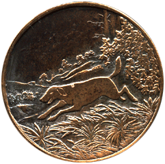 Медальерное искусство реверс, изображена собака
