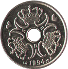 Реверс монеты 5 крон 1994 год