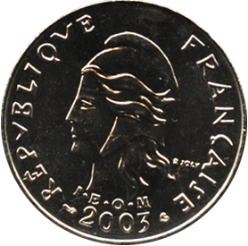 реверс 20 Французских Тихоокеанских франков 2003 год