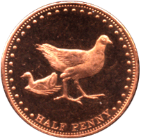 Монета половина пенни Гоф остров 2009 год