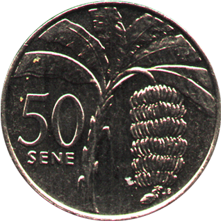 аверс 50 сене 2002 год Самоа Западное