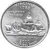 Вирджиния штат юбилейные монета США 25 центов
