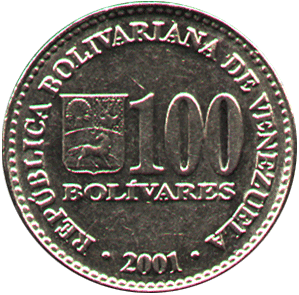 аверс 100 боливар Венесуэла 2001 год